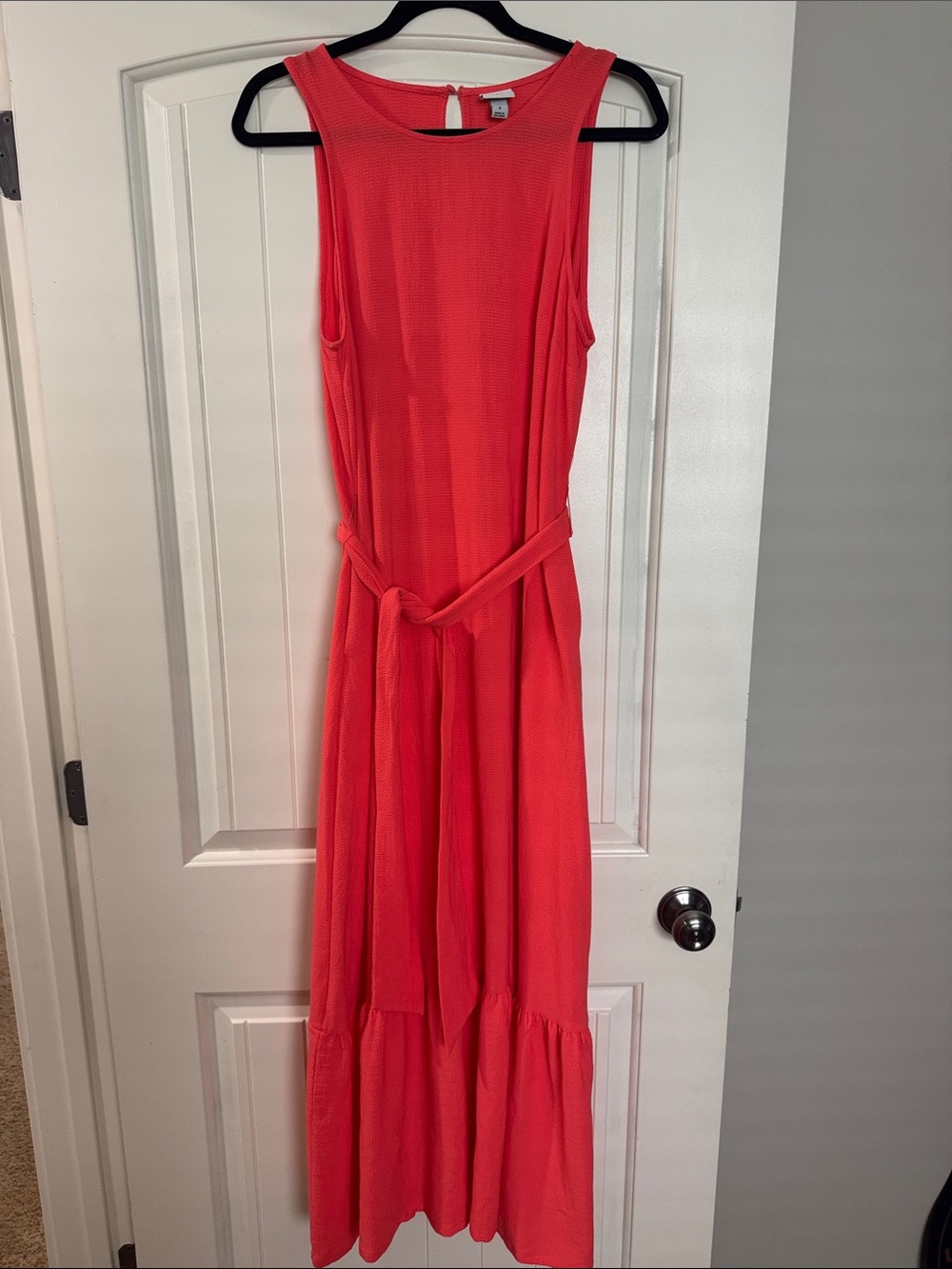 a new day Coral Sleeveless Maxi Dress with Waist Tie with pockets